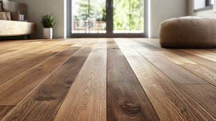 温馨客厅的木质地板特写