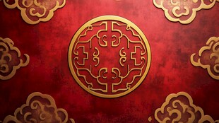 中式红金传统花纹背景图