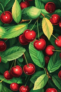 樱桃绿叶图