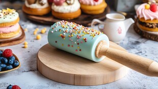 清新抹茶风擀面杖甜品摆拍