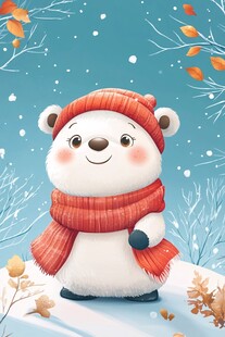 冬日萌熊雪地可爱模样