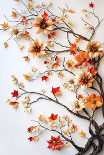 秋意花卉墙面装饰艺术品