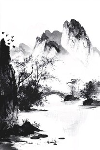 水墨山水间的静谧景致