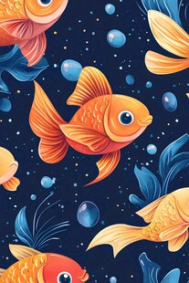 畅游的金鱼与梦幻水底世界