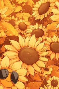 向日葵丛中的酷炫墨镜