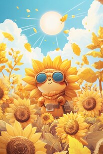 萌趣向日葵精灵在花田