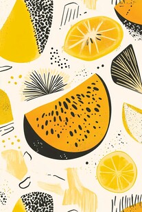 水果插画图案 清新活力风