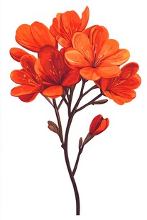 橙色花卉插画 鲜艳花朵