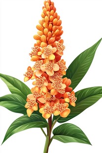橙色穗状花卉插画