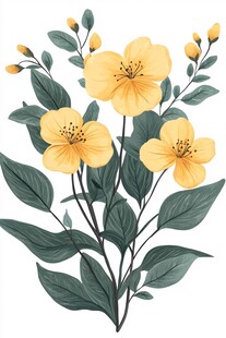 黄色花卉插画