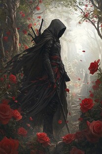 玫瑰丛中的黑衣神秘刺客