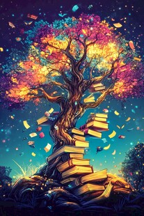 梦幻书籍树 知识绽放之景