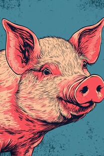 可爱粉红小猪的俏皮模样