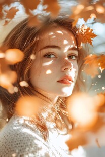 秋日佳人 枫叶下的温柔光影