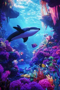 梦幻海底世界中的虎鲸