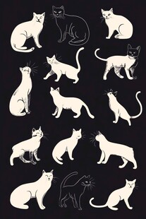 猫咪姿态集合插画