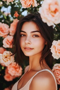 花丛中的美丽女子