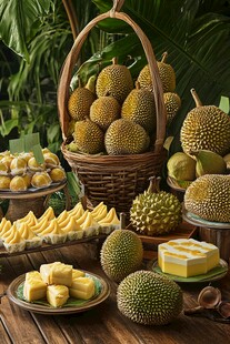 多样榴莲美食与鲜果展示