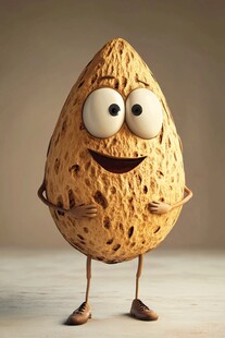 可爱拟人化杏仁卡通形象