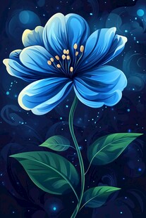 梦幻蓝花绽于星空之下