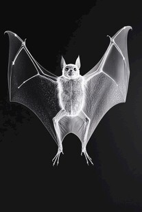 X光下展翅的蝙蝠