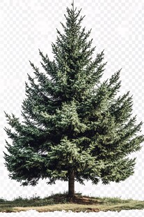 挺拔的单棵翠绿针叶松树