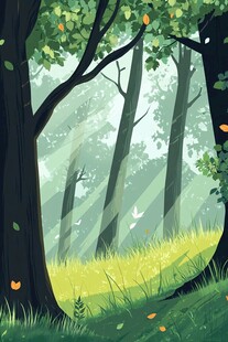 梦幻森林晨光美景