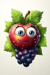 可爱拟人水果组合插画