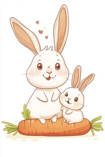 兔妈妈和兔宝宝的温馨时刻