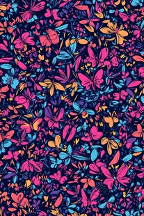 多彩花卉无缝图案设计