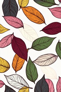 多彩树叶无缝图案背景