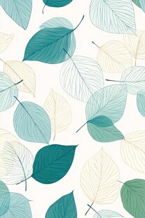 清新叶片无缝图案背景