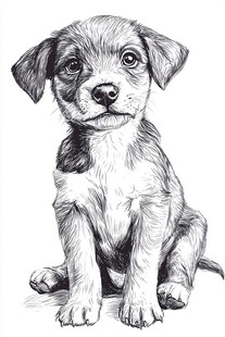 可爱小狗素描图