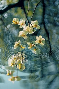 水中兰花绽放的优雅景致