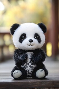可爱熊猫玩偶抱古风容器