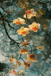 水中兰花倒影之美