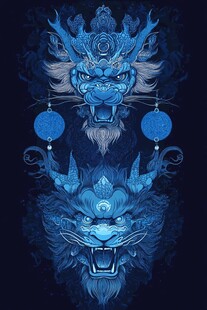 双蓝麒麟图腾酷炫设计