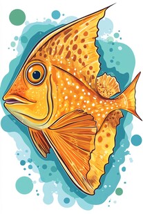 橙色斑点鱼的梦幻插画