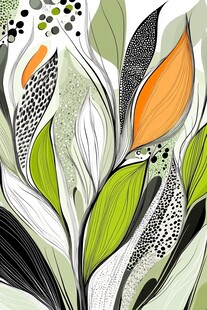 抽象花叶图案艺术插画