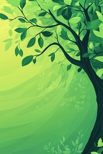 翠绿大树插画背景图