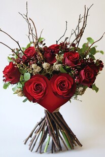 心形红玫瑰花束浪漫呈现