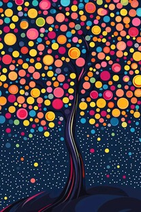 梦幻多彩树抽象艺术图案