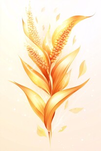 金黄麦穗插画 尽显丰收之美