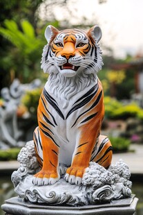 精美老虎雕塑展现王者风范