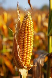 金黄饱满玉米 田园丰收景