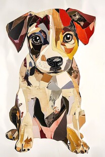 彩色拼贴风可爱小狗形象