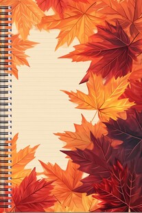 秋叶环绕的空白笔记本
