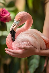 掌心的粉色火烈鸟小可爱