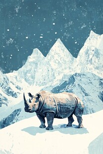 雪山上的独角犀牛