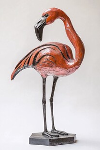 红色火烈鸟金属艺术摆件